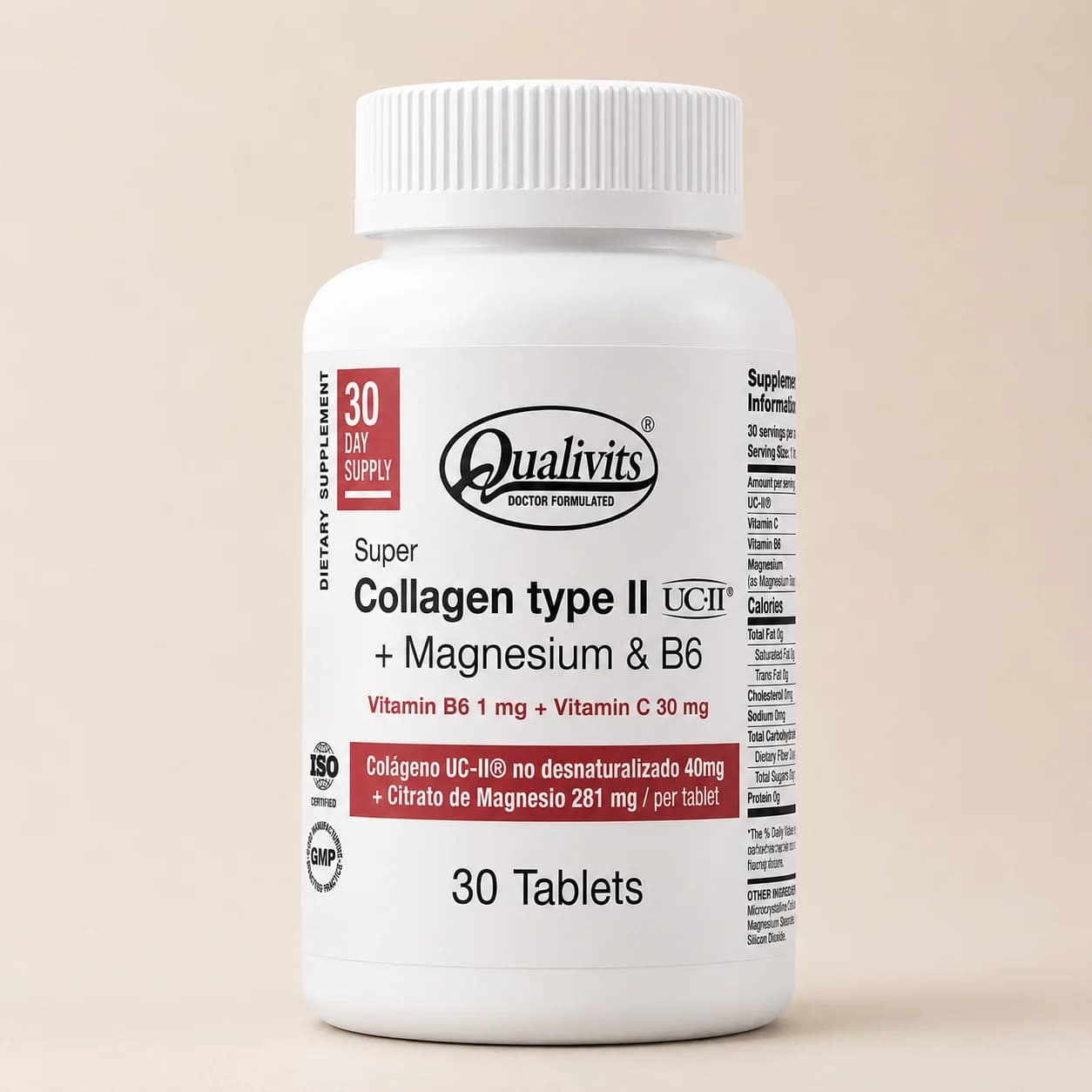 Colágeno Tipo II + Magnesio + B6 30 tabletas